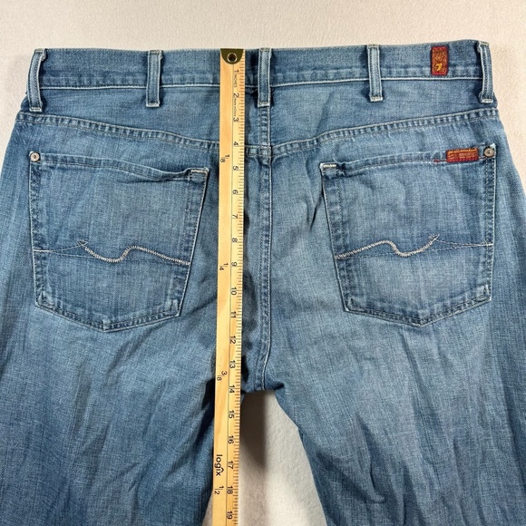 7 for All Mankind Jeans Mens 38 Blue Austyn Straight Mid Rise Medium Wash - Picture 9 of 12